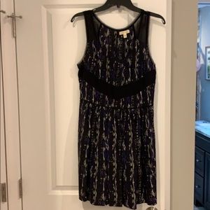 Blue and black patterned dress